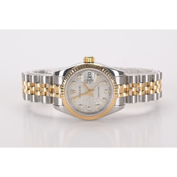 2007 Rolex Datejust 179173 Jubilee Diamond Dial 18k Gold 26mm Ladies Watch + Box - Picture 13 of 14